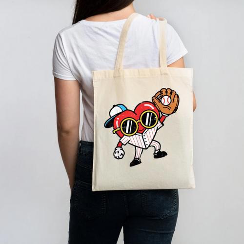 Valentines Day Baseball Heart Gloves Cute Boys Kid Youth Men Canvas Tote Bag - Sportilla