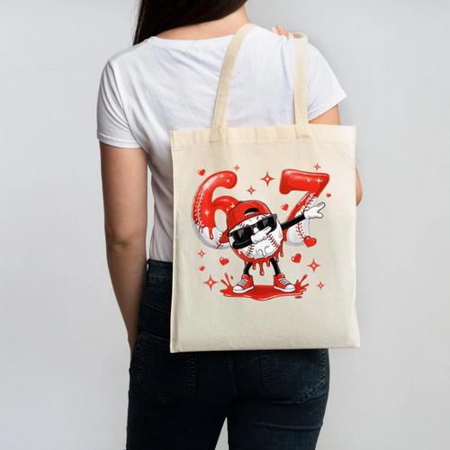 Valentines Day Six Seven Baseball 6 7 Meme Dab Heart Boys Canvas Tote Bag - Sportilla