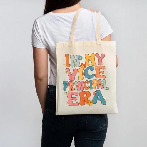 In My Vice Principal Era Groovy Back To School VicePrincipal Canvas Tote Bag - Savourry
