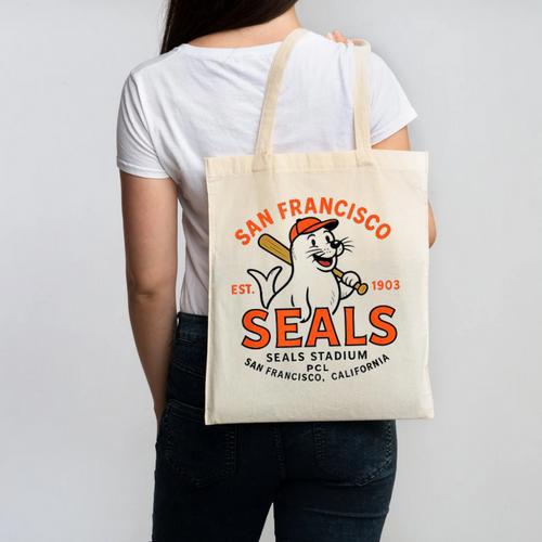 Vintage San Francisco Seals California Baseball Logo Canvas Tote Bag - Sportilla