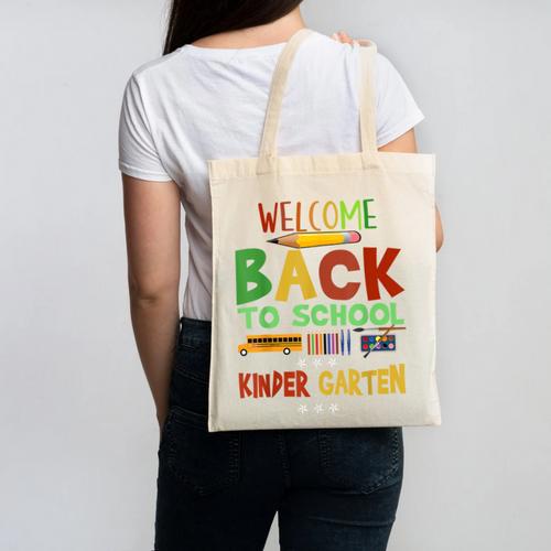 Welcome Back To School Kinder Garten First Day Of School Kid Canvas Tote Bag - Savourry