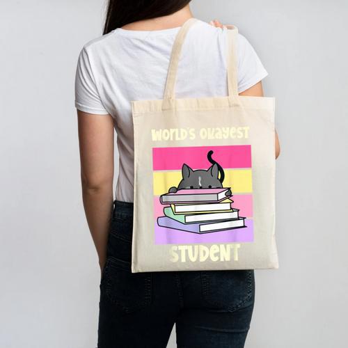 World's Okayest Student Fun Back To School & New Term Canvas Tote Bag - Savourry