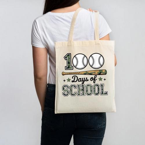 100 Days Of School Baseball Camo Boys School Teacher Canvas Tote Bag - Sportilla