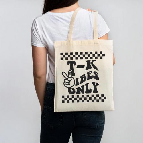 1st Day Of TK Vibes Only Retro Girls Back To School T K Boys Canvas Tote Bag - Savourry