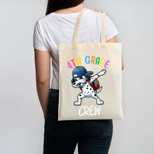 4th Grade Crew Dalmatian Dog Dabbing Back To School Premium Tri-Blend Canvas Tote Bag - Savourry