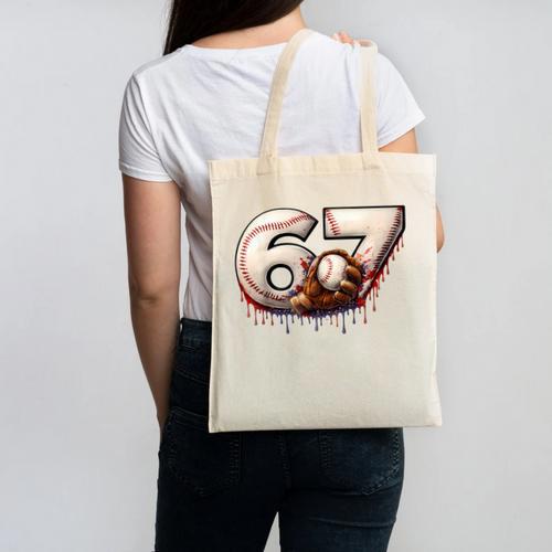 6 7 Six Seven American Baseball Graphic Canvas Tote Bag - Sportilla
