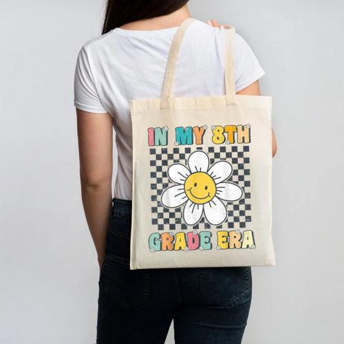 In My 8th Grade Era Retro Groovy Eighth Grade Back To School Canvas Tote Bag - Savourry