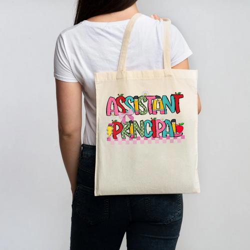 Assistant Principal Coquette Bow Pencil Cute Back To School Canvas Tote Bag - Savourry
