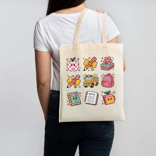 Back To School Coquette Bow First Day Of School Toddler Girl Canvas Tote Bag - Savourry