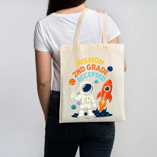 Back To School Mission Second 2nd Grade Accepted Astronaut Premium Tri-Blend Canvas Tote Bag - Savourry