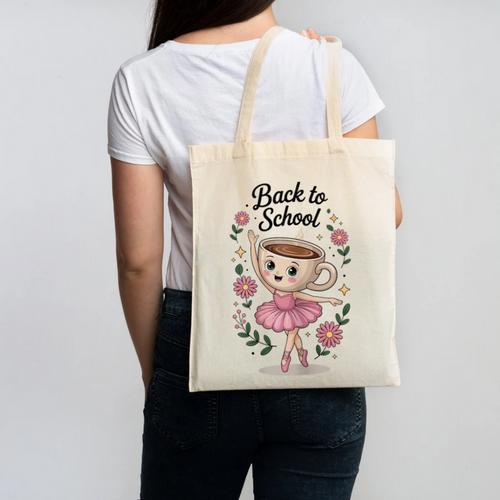 Ballerina Cappuccina Girls Italian Brainrot Back To School Canvas Tote Bag - Savourry