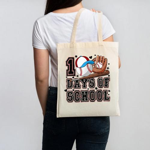 Baseball 100 Days Of School Happy 100th Day Teachers Kids Canvas Tote Bag - Sportilla