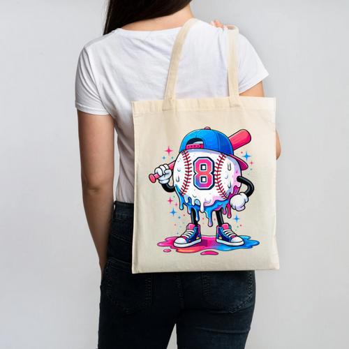 Baseball Drip 8th 8 Year Old Birthday Boys Pitcher Player Canvas Tote Bag - Sportilla
