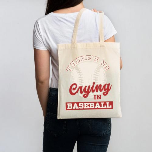 Baseball Game Day There Is No Crying In Baseball Canvas Tote Bag - Sportilla