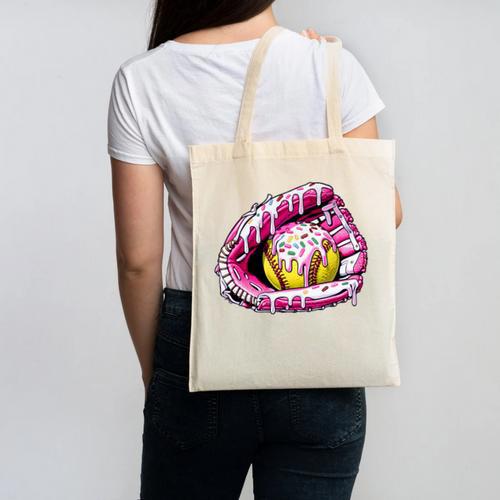 Baseball Glove Drip Shirt Ice Cream Dripping Girls Pocket Premium Canvas Tote Bag - Sportilla