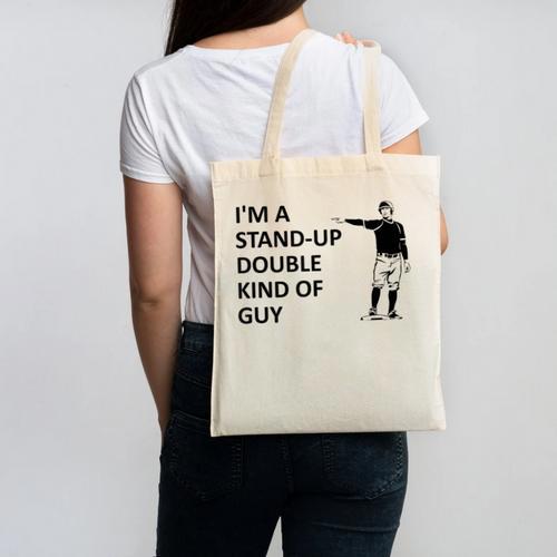 Baseball Pun Saying I'm a Stand Up Double Type Of Guy Canvas Tote Bag - Sportilla