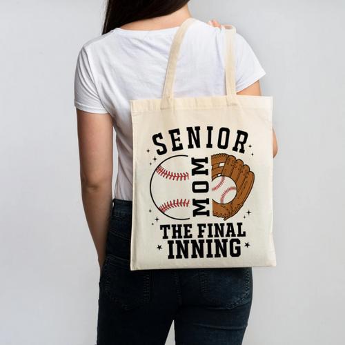 Baseball Senior Mom 2026 The Final Inning Canvas Tote Bag - Sportilla