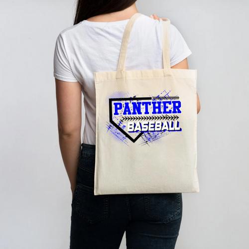 Blue Panther Baseball Home Plate Game Day Mascot Panther Canvas Tote Bag - Sportilla