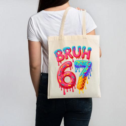 Bruh 67 Baseball Drip Number 67 Player 67th Birthday Canvas Tote Bag - Sportilla