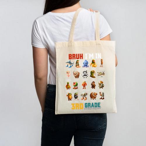 Bruh I’m In 3rd Grade Back To School Italian Brainrot Premium Tri-Blend Canvas Tote Bag - Savourry