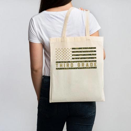 Camo American Flag Third Grade Back To School 3rd Grade Premium Tri-Blend Canvas Tote Bag - Savourry