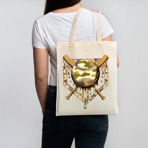 Camo Baseball Dripping Military Camouflage Sports Men Boy Canvas Tote Bag - Sportilla