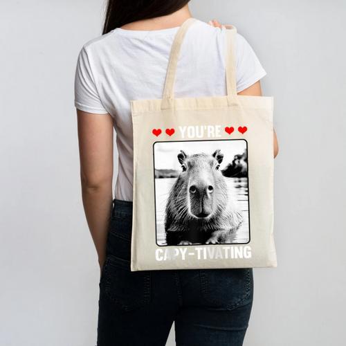 Capybara Love Valentines Day Cute Animal Hearts Raglan Baseball Tee Canvas Tote Bag - Sportilla