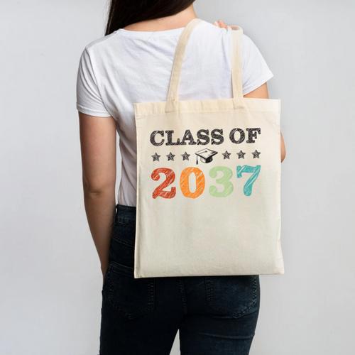 Class Of 2037 Grow With Me Back To School Graduation Canvas Tote Bag - Savourry