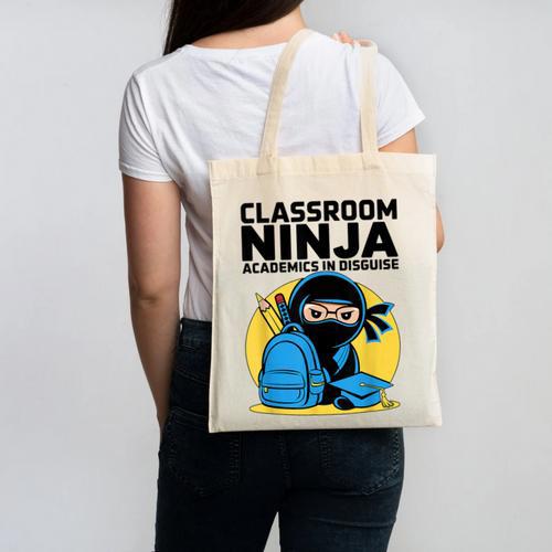 Classroom Ninja Academics In Disguise Back To School Student Canvas Tote Bag - Savourry