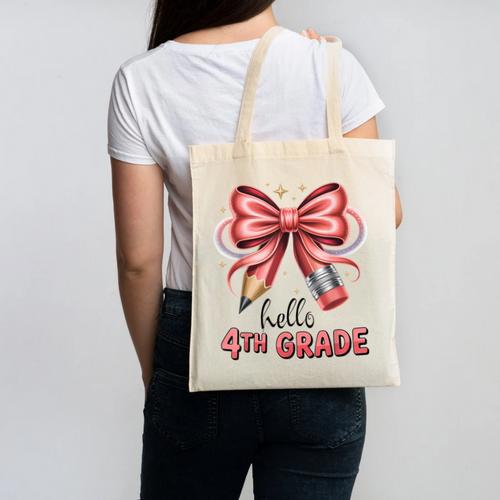 Coquette 4th Grade First Day Of Back To School Girls Outfits Canvas Tote Bag - Savourry