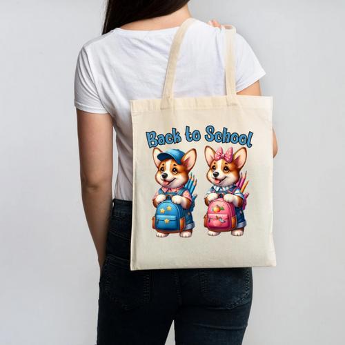 Corgi Dog Student To School Happy Back To School Canvas Tote Bag - Savourry