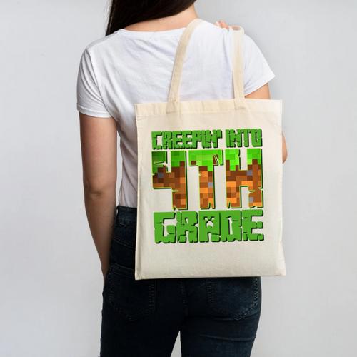Creepin’ Into 4th Grade Kids Boy Gamer Pixel Back To School Performance Canvas Tote Bag - Savourry
