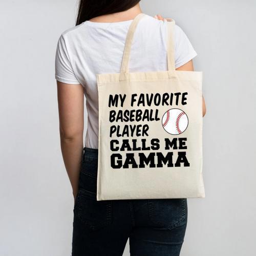 My Favorite Baseball Player Calls Me Gamma Canvas Tote Bag - Sportilla