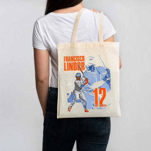 Francisco Lindor New York M Baseball Players MLBFLI304N Canvas Tote Bag - Sportilla