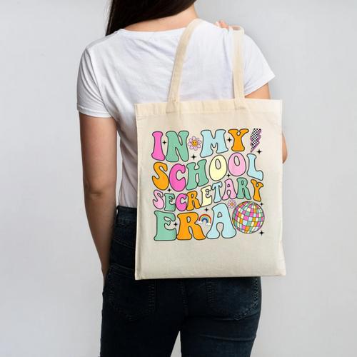 Groovy In My School Secretary Era Back To School Canvas Tote Bag - Savourry
