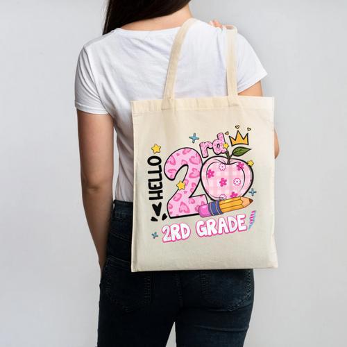 Hello Second 2nd Grade Leopard Tie Dye Girl Back To School Canvas Tote Bag - Savourry