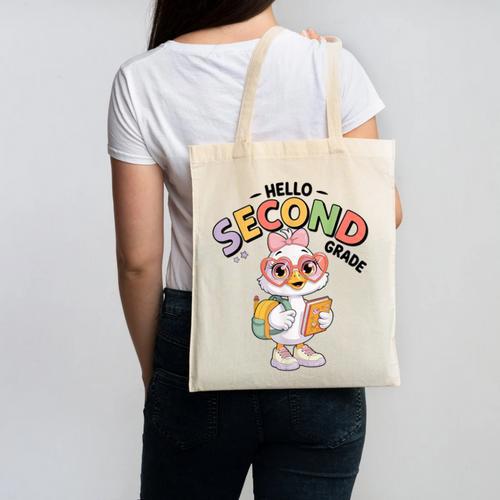 Hello Second Grade Cute Goose Back To School 2nd Grade Girls Canvas Tote Bag - Savourry