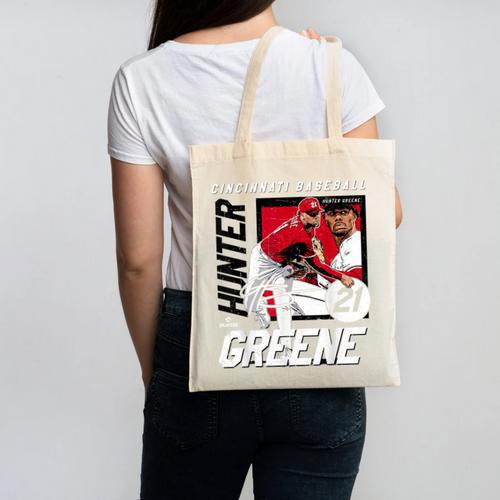 Hunter Greene Cincinnati MLB Baseball Players MLBHGR203M Canvas Tote Bag - Sportilla