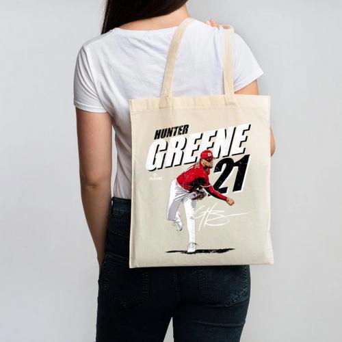 Hunter Greene Cincinnati MLB Baseball Players MLBHGR204M Canvas Tote Bag - Sportilla