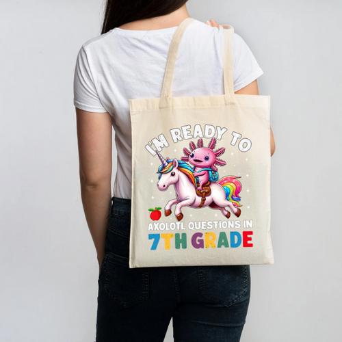 I'm Ready To Axolotl Questions In 7th Grade Back To School Premium Tri-Blend Canvas Tote Bag - Savourry