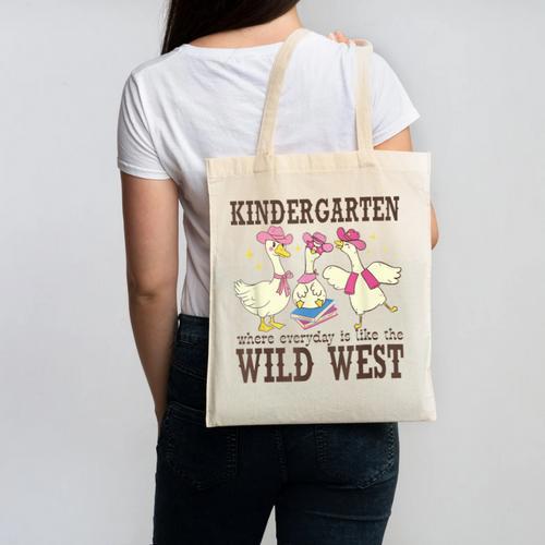 Kindergarten Wild West Goose Cowboy Goose Back To School Canvas Tote Bag - Savourry
