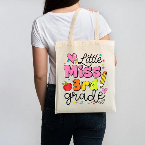 Little Miss 3rd Grade Back To School Cute Third Grade Girls Canvas Tote Bag - Savourry