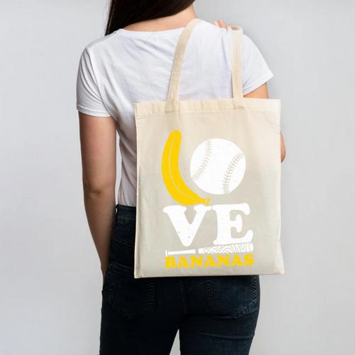 Love Bananas Banana Baseball Canvas Tote Bag - Sportilla