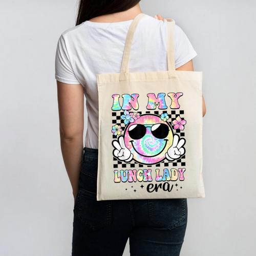 In My Lunch Lady Era Groovy Retro Back To School Canvas Tote Bag - Savourry