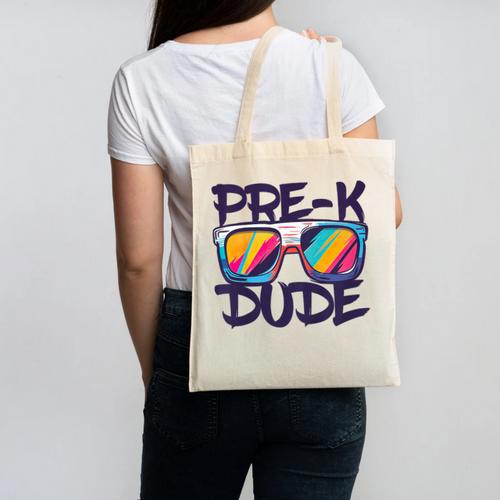 Pre-K Dude Shirt Graduation Back To School PreK Boy Girl Canvas Tote Bag - Savourry