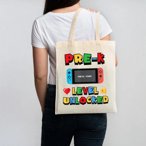 Pre-K Level Unlocked Back To School Video Game Canvas Tote Bag - Savourry
