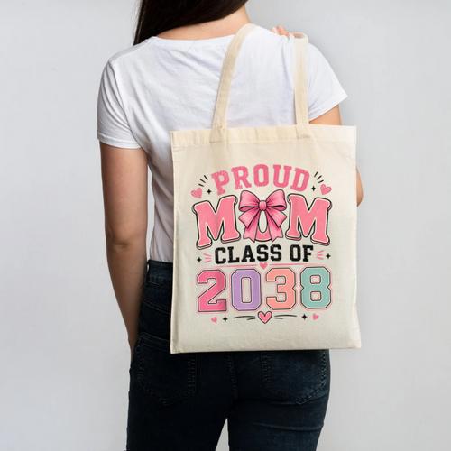 Proud Mom Class Of 2038 Retro Kindergarten Back To School Canvas Tote Bag - Savourry
