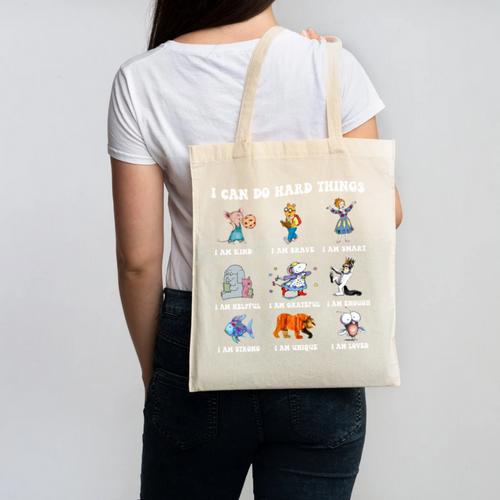 Read Book Characters I Can Do Hard Things Back To School Canvas Tote Bag - Savourry