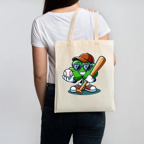 Shamrock Baseball St Patrick's Day Kids Boys Toddlers Premium Tri-Blend Canvas Tote Bag - Sportilla