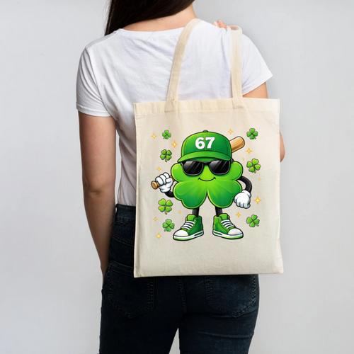 Shamrocks Playing Baseball St Patricks Day 6 7 Meme Men Boys Canvas Tote Bag - Sportilla